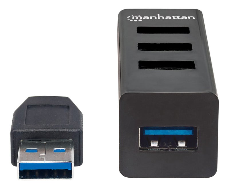 Manhattan 4-Port USB 3.0 Hub â€“ with Long 12 Inch Cable, 5 Gbps Data Transfer, 1A Mobile Device Charging â€“ Compatible with PC, MacBook, Mac Pro, Mac Mini, iMac, Surface Pro, Flash Drive â€“ 163828 - Image 2